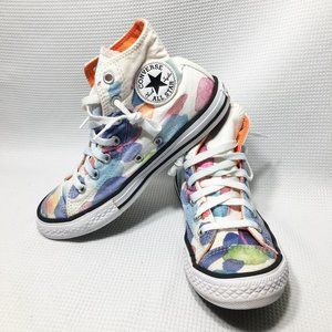 Girls Converse All-Star Hi-Top Shoes Paint Splotch Pattern Multi-color Size 3